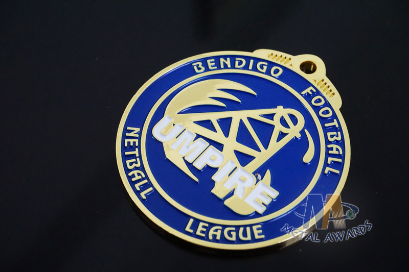Sports Racing Metal Award Medals Imitation Gold Plting With Blue Soft Enamel