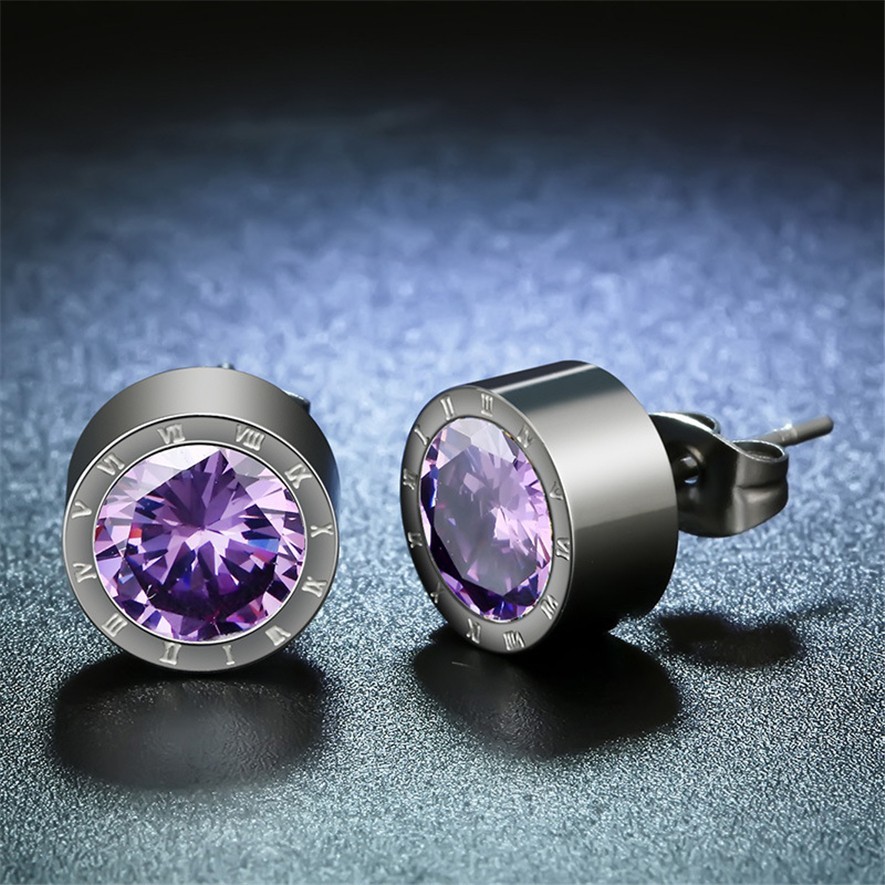 Multi Color Crystal Earrings For Women Fashion Jewelry 2018 Latest Stainless Steel Stud Earrings