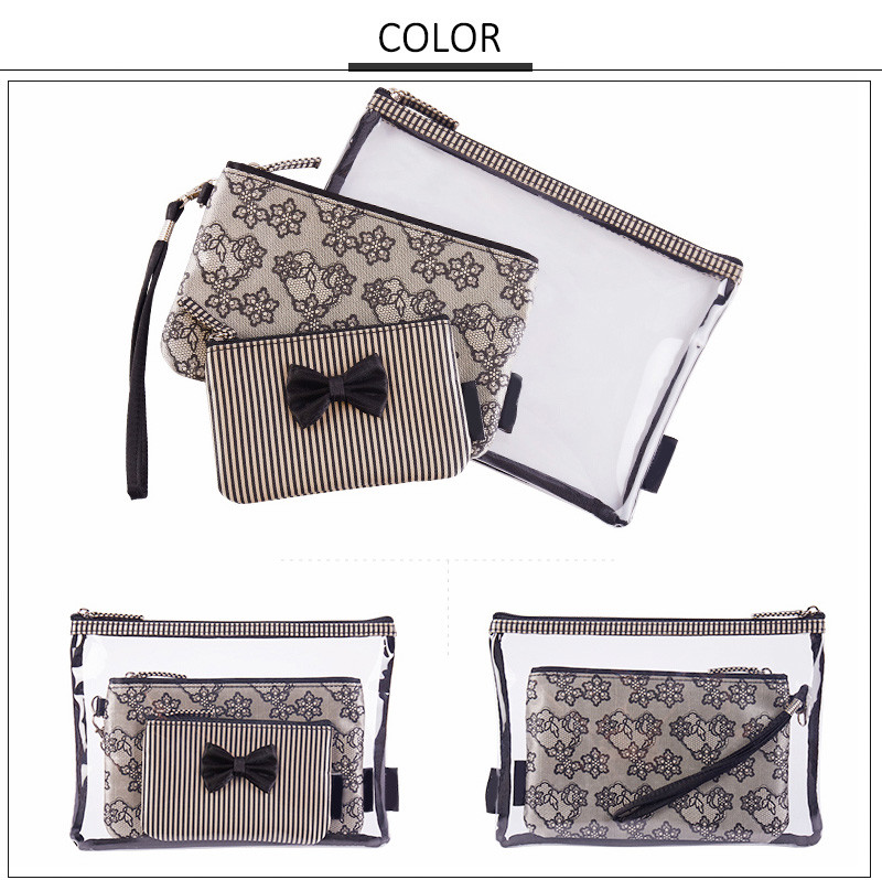3 Piece Multifunction L25*H17.5CM PU Cosmetic Bag