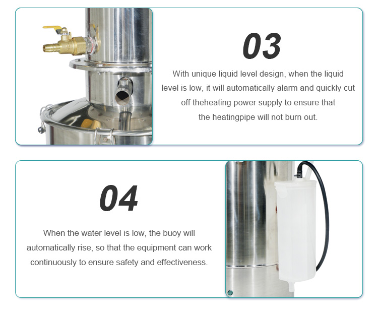 304 Stainless Steel Water Distiller Machine 10L N.W 7.5 Exterior Size mm Dia 335*830