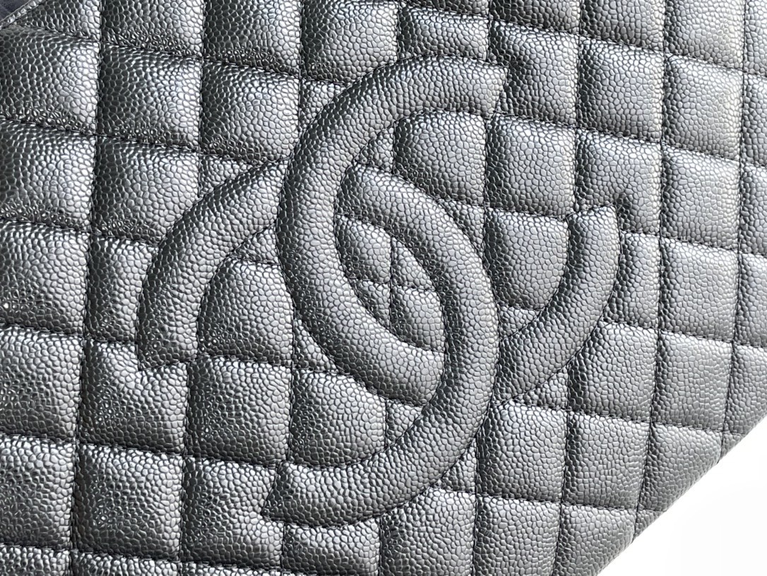 Large Chanel Lychee Leather Caviar Grand Shopping Tote GST Bag