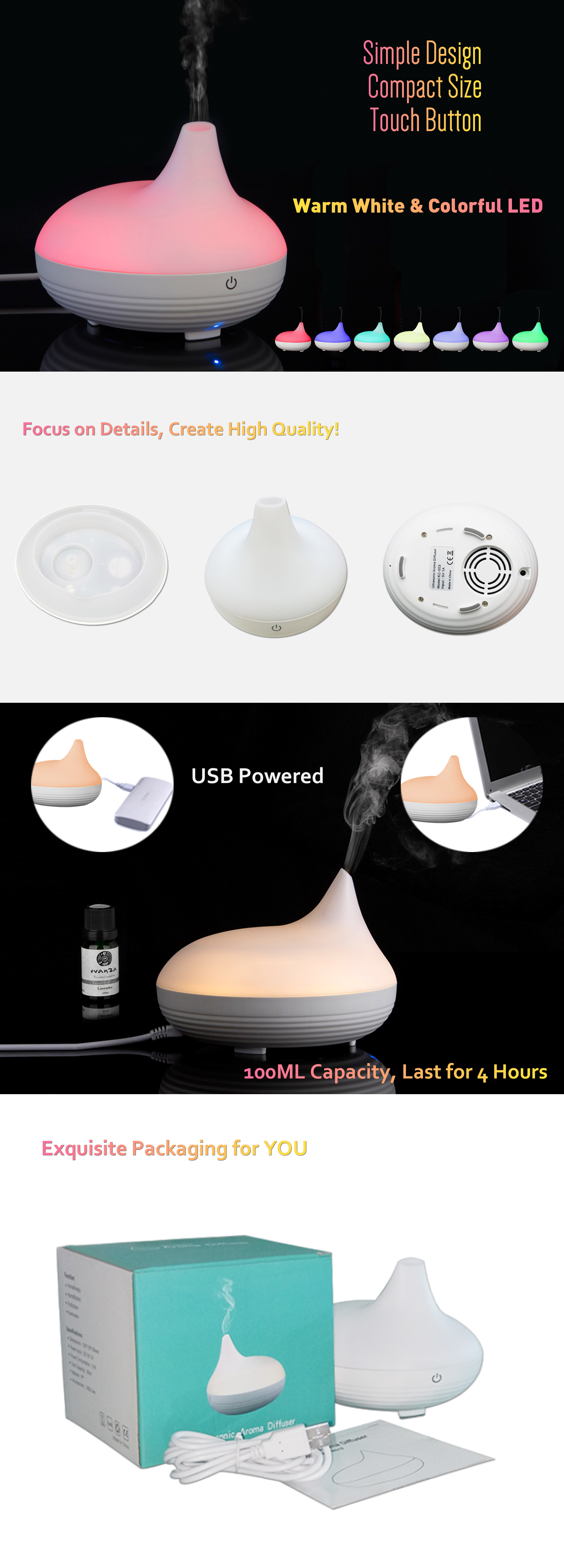 Portable Mini Essential Oil Fragrance Scent Ultrasonic Air Humidifier