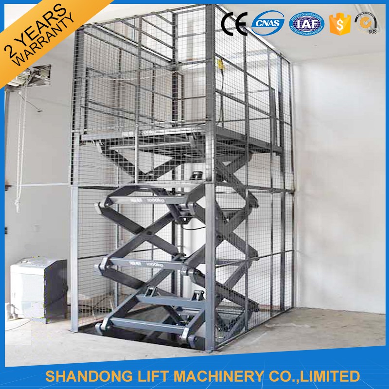 CE 3T 4.5M Stationary Hydraulic Scissor Auto Cargo Lift Platform