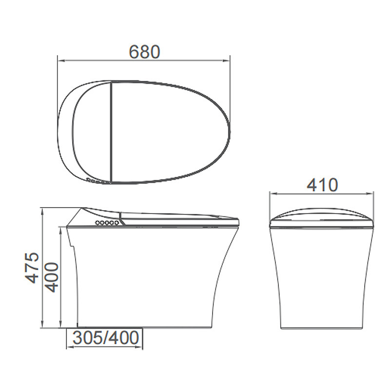 One Piece Electric Modern Smart Toilet Water Pressure Adjustable Seat Heating