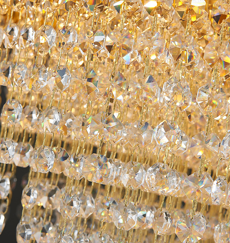 Shopping Mall Titanium Gold Plated Crystal Chandeliers Electroplating E14 Light Source