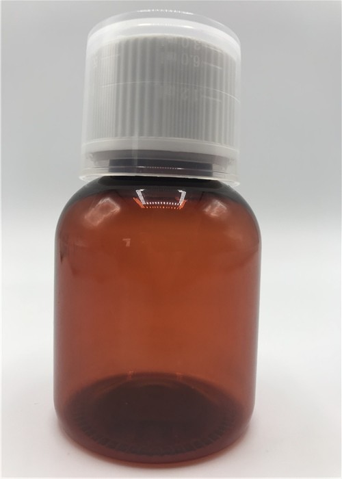 120ml Medicine Syrup Bottle PET Brown Screw Cap High Transparent