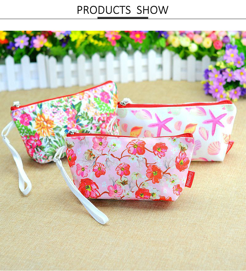 Biodegradable Printed Polyester Cosmetic Bag With Handle