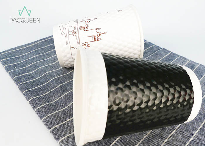 White / Black Simple Design Disposable Hot Tea Cups , Take Out Coffee Cup Water Resistant
