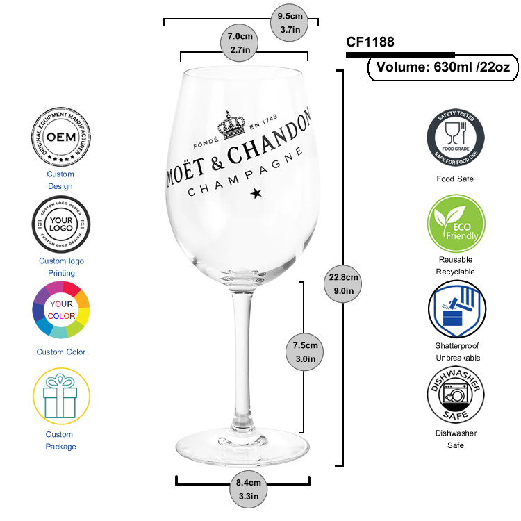 Moet Ice Imperial Branded Wine Accessories Clear BPA Free Tritan Plastic Glasses