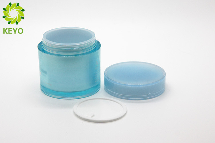 Luxury Acrylic Plastic Empty Container For Cream / Face Mask 80g Blue Color