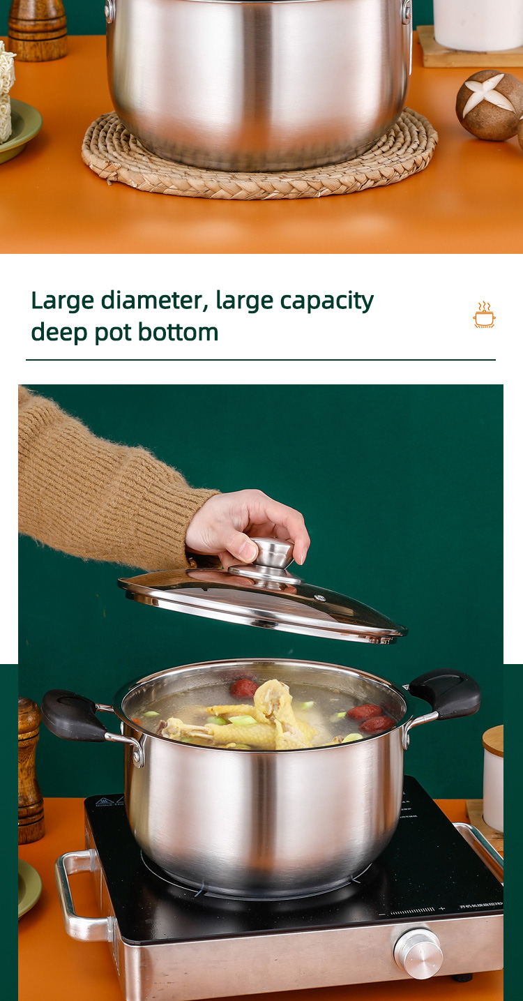 High Quality Home Kitchen Cooker Pasta Pot Stainless Steel Soup Stock Pot Induction Cooking Pot With Lid