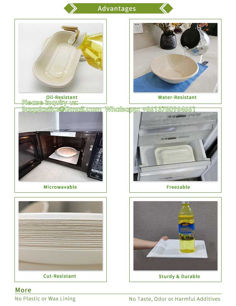 Customized Food Grade Biodegradable Disposable 1000ml 90mm Tall Sugarcane Bagasse Bowl With Lid