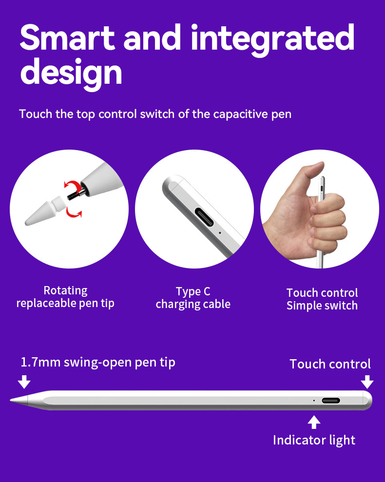 Magnetic Attachment Tilt Bold Palm Rejection Stylus For Ipad 2018