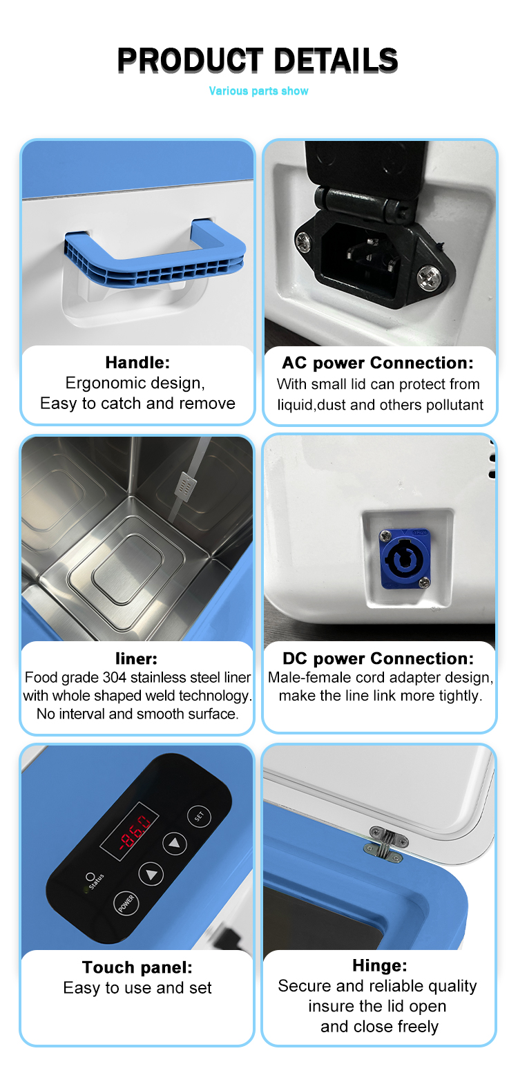 12V DC Portable Freezer for Hospital Lab -86C Ultra Low Temp Transfer Freezer Under Table