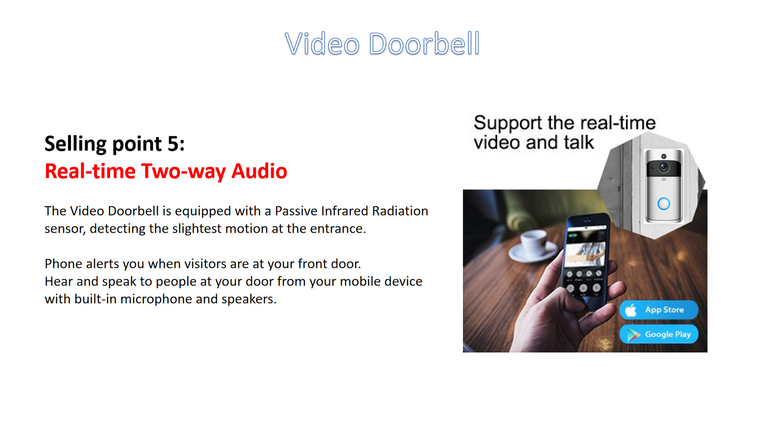 HFSecurity RD01 Wide Angel WIFI VIsua Real Time Two Way Audiol Door Bell
