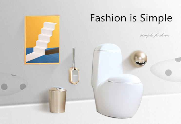 Wall-Mounted Stainless Steel Toilet Brush Pure Colors Toilet Brush Household Cleaning