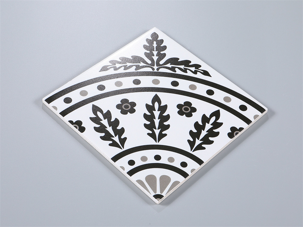 Eco-Friendly And Non-Slip Black And White Floor Ceramic Rustic Tile 200x200mm For Bathroom And Living Room