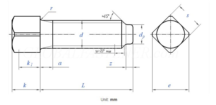 Square Head Bolts With Half Dog Point DIN479