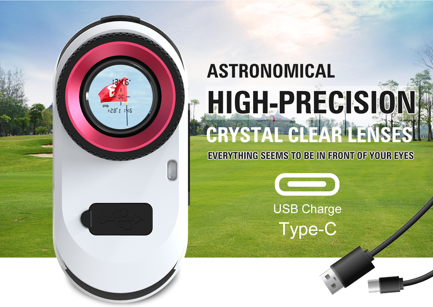 H Laser Distance Meter Slope Scope Laser Distance Meter Telescope Handheld Measure Level Calculate for Golf