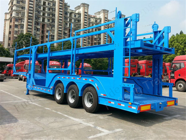 Double Level Mechanical Car Transporter Trailer Open Design Three Axles