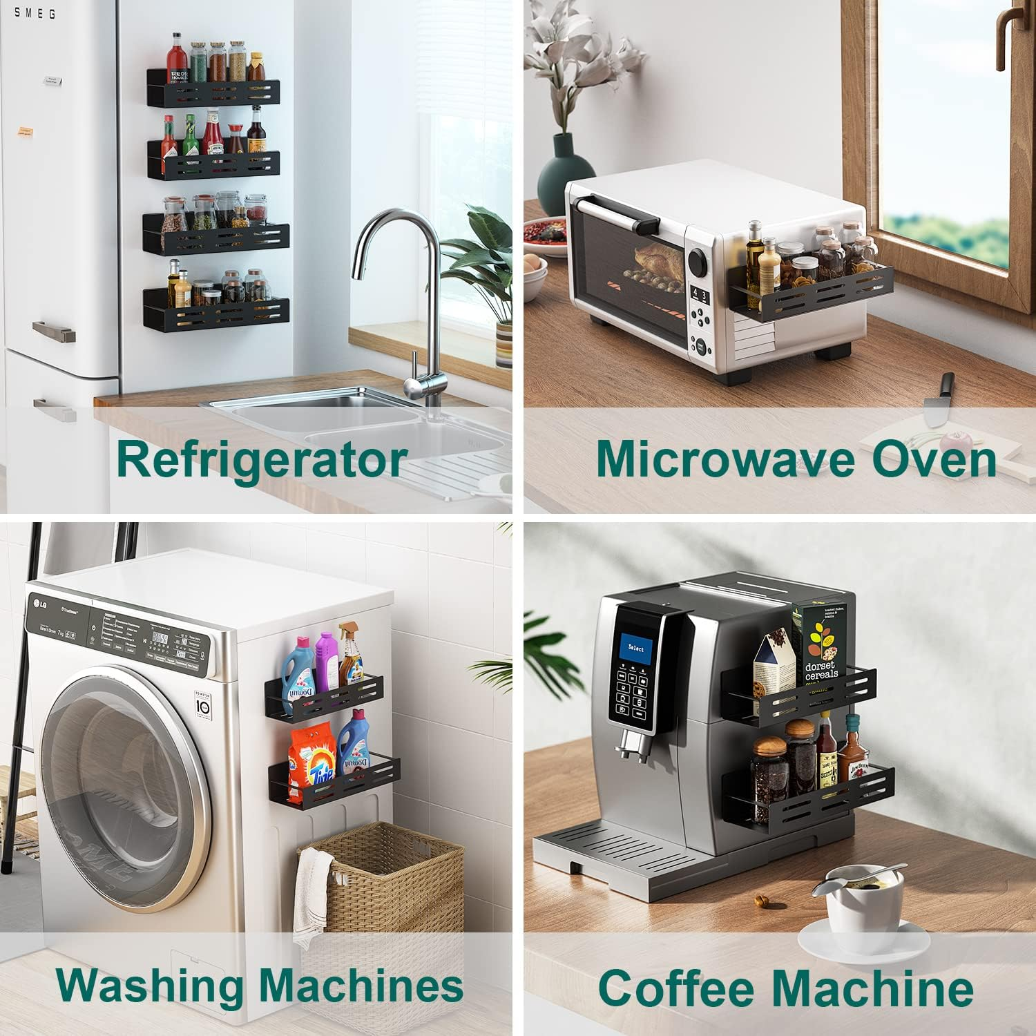 Kitchen Organizer Magnetic Shelves For Refrigerator Eco-Friendly And Stocked