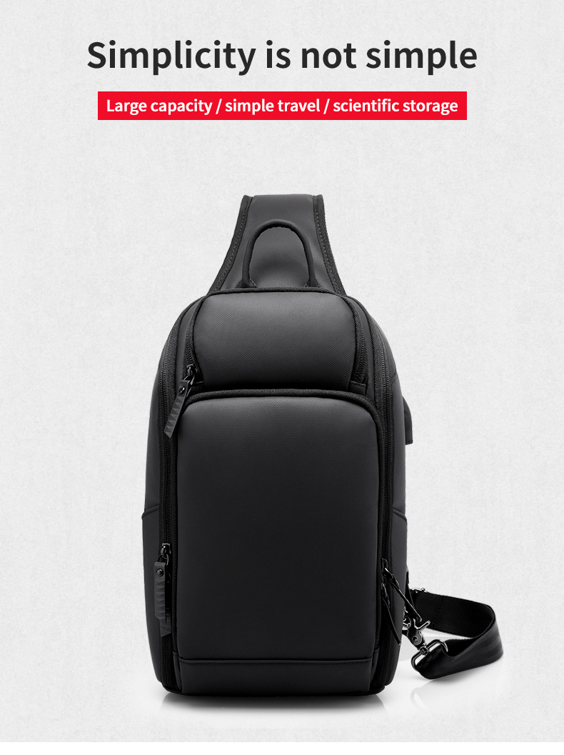 High quality custom logo men's fashion waterproof business sling bag shoulder bag chest bag