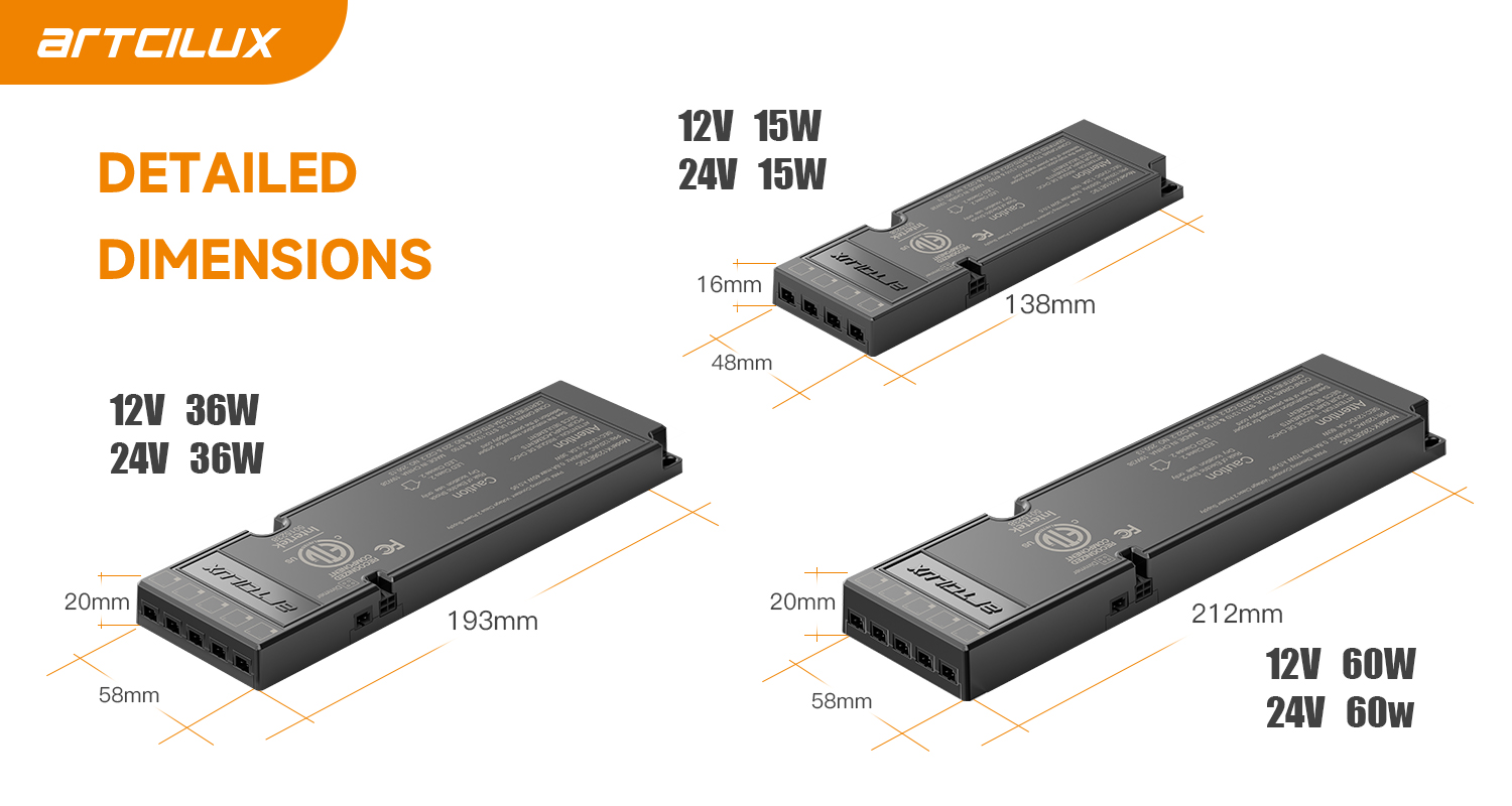 Black Ultra Thin LED Power Supply With Dual Color Temperature Adjustment Function
