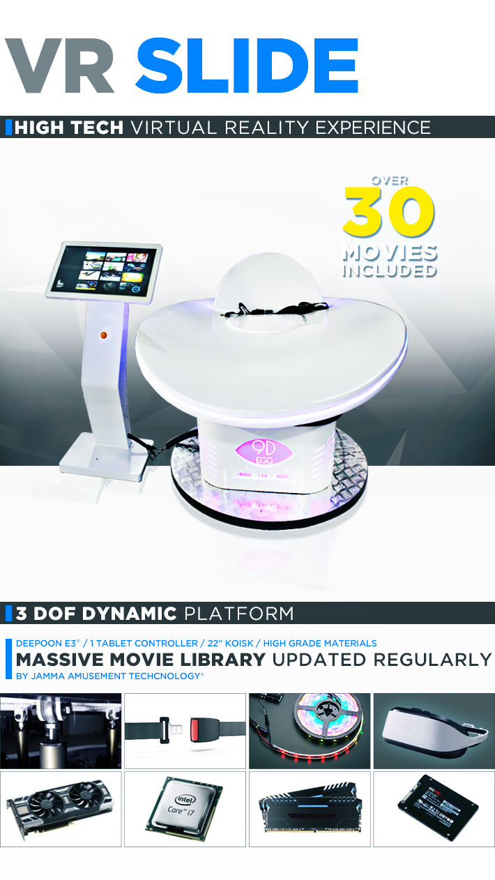 VR Slide 9D Virtual Reality Simulator Customized 360 Degree With Deepoon E3 Glasses