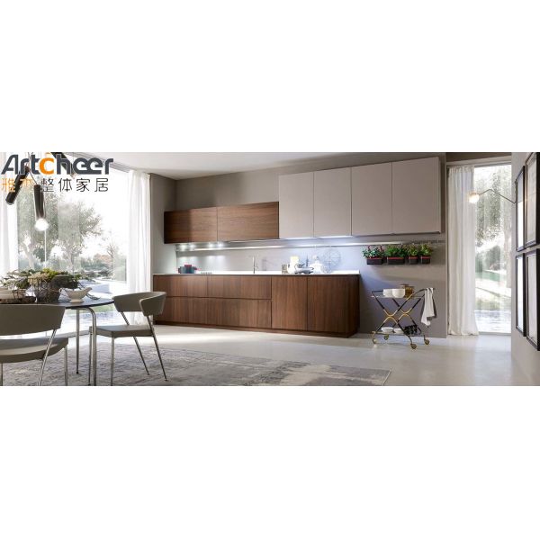 Custom Kitchen Cabinet with Solid Rustic Design and Pull Down Cupboard in Custom Size