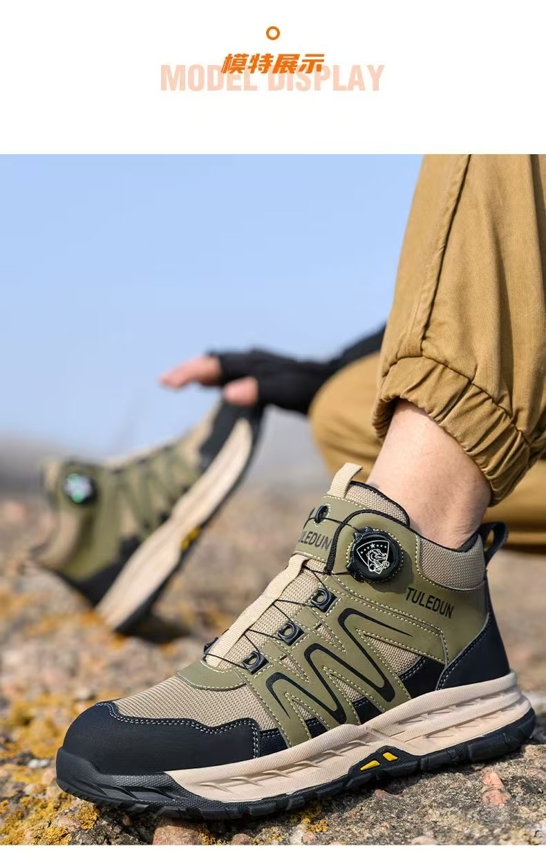 Men's Lightweight Leather Hiking Boots Waterproof Outdoor Mountain Shoes