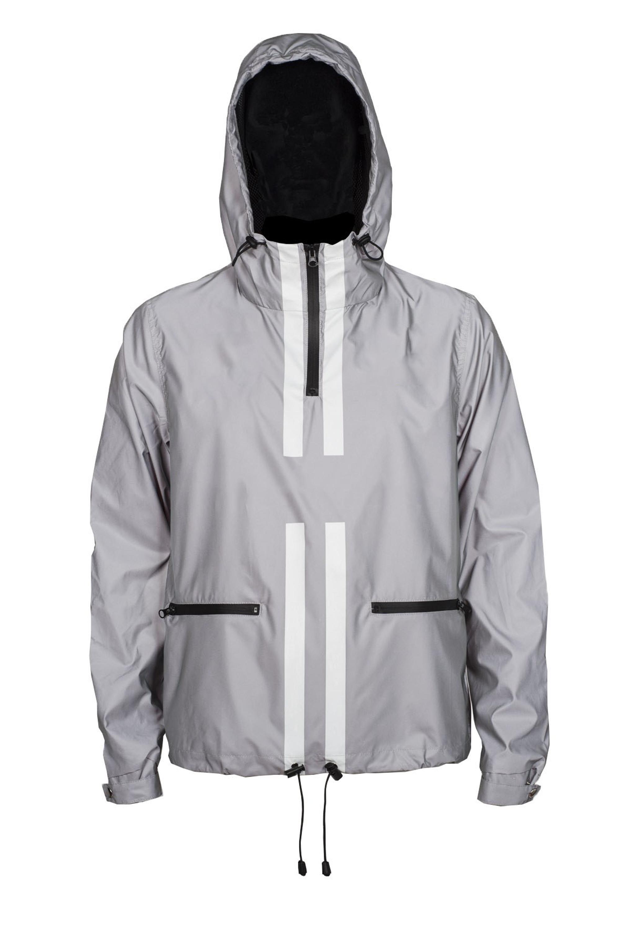Safety Light Men'S 3m Reflective Jacket Fashion Zipper Up With Deep Pockets