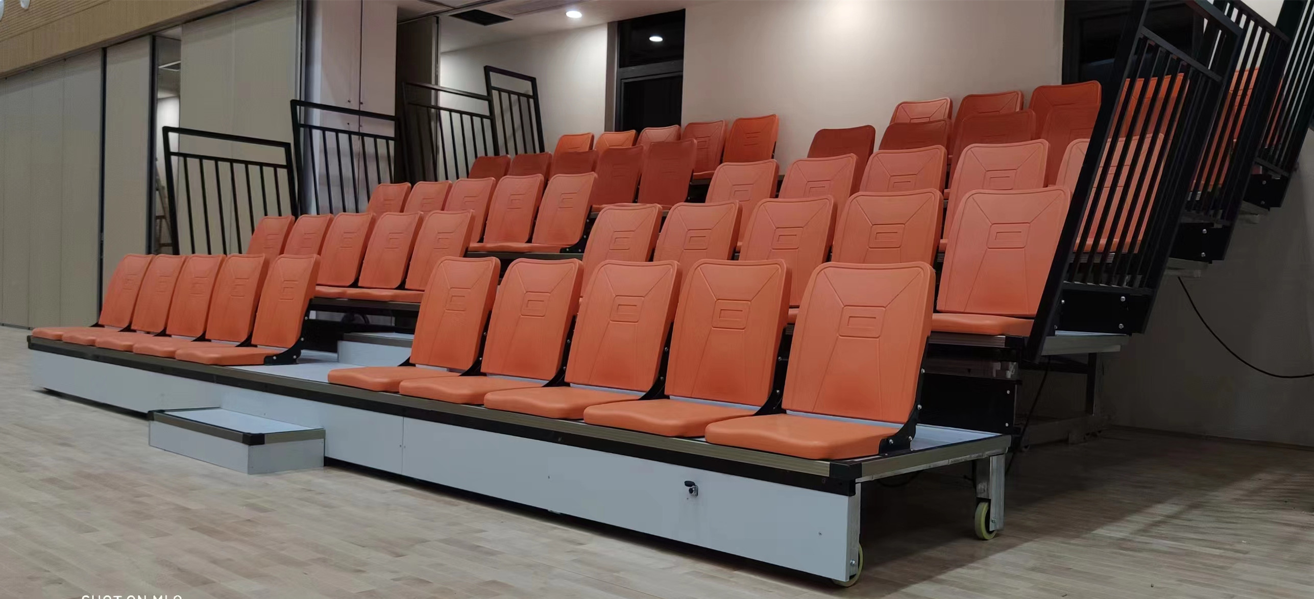 Retractable Bleacher Sections With 18-24 Inches Row Spacing Wall Mounted