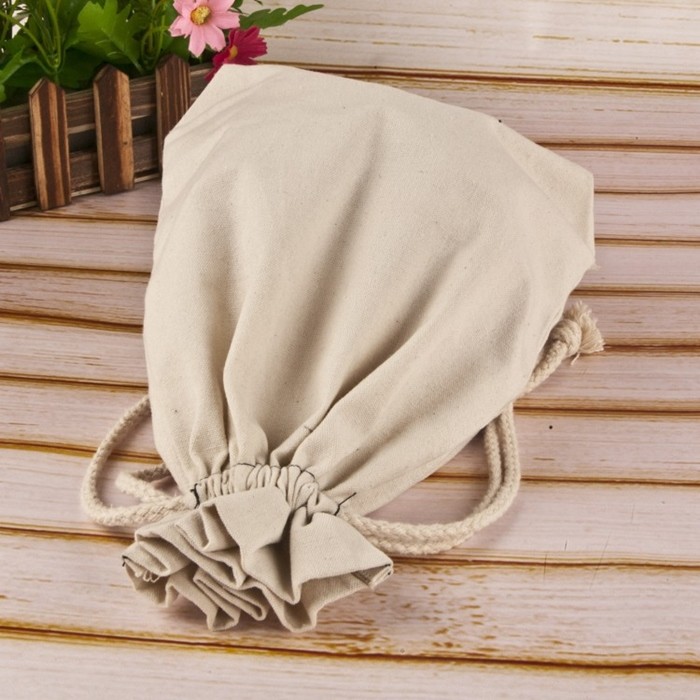 Custom Logo Printing Reusable Cotton Shopping Bags Fabric Drawstring Bags
