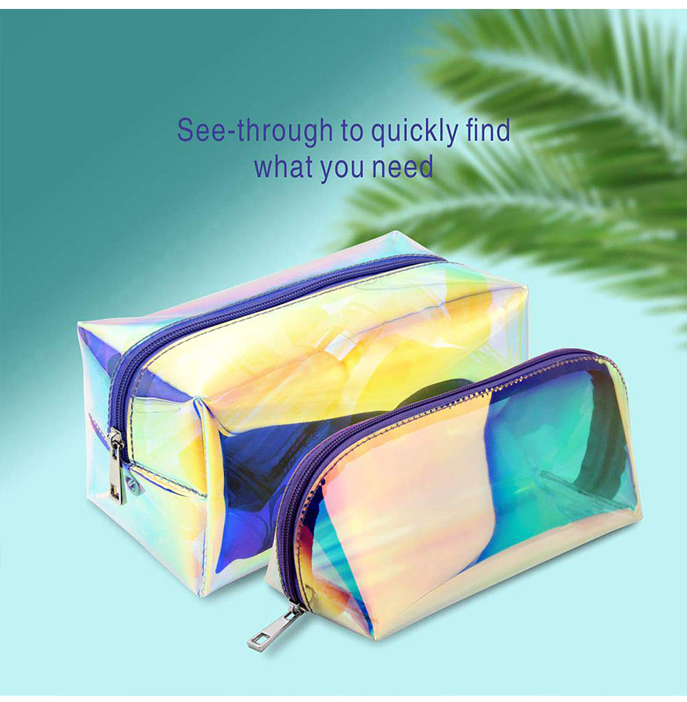 F Color 2 Pack PVC Cosmetic Toiletry Bag For Women
