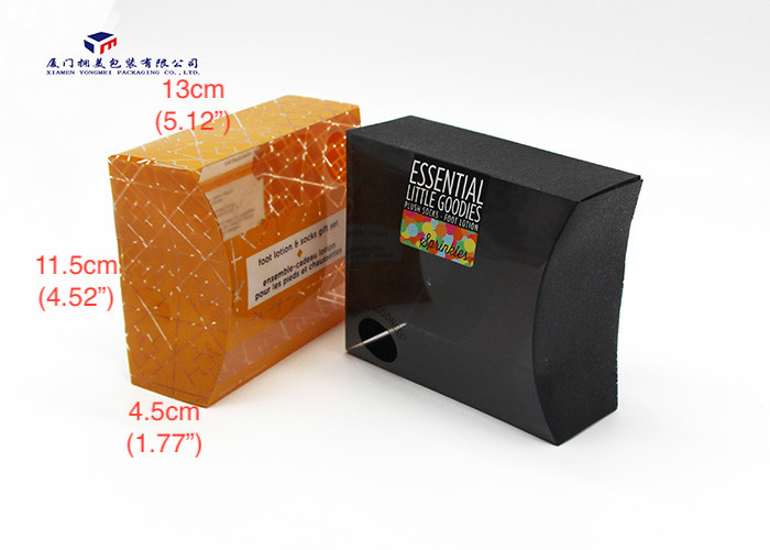 Orange / Black Pillow Box For Bath Set Custom Printed Plastic Boxes 13X4.5X11.5cm