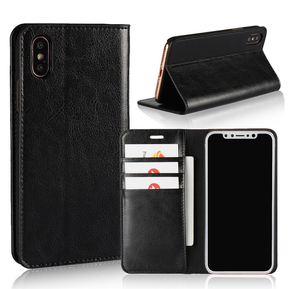 iPhone 8 Case, Genuine Leather Wallet Case Folio Flip Cover for iPhone 5/6/7/8/X/XS/XS MAX/XR