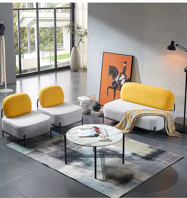 Single Table Fabric Reception Room Wood sofa 76*76*72cm