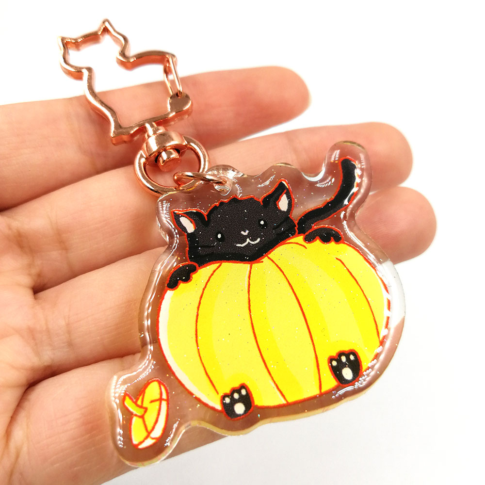 Customize Printed Logo Epoxy Resin Glitter Sparkle Cute Anime Transparent Acrylic Charms Keychain