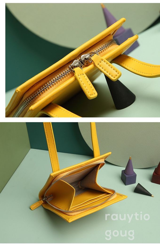 Yellow 17*5*14cm Genuine Leather Shoulder Bags With Lock