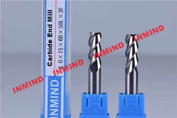 HRC50 Aluminum End Mill Cutter / Hss End Mill Bright Surface 6mm 8mm 3 Flute