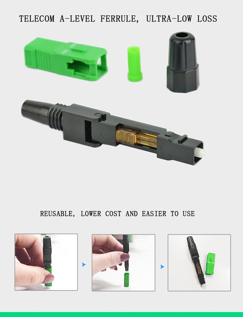 SM MM OM3 Optical Fiber Fast Connector , FTTH Fiber Optic Quick Connectors