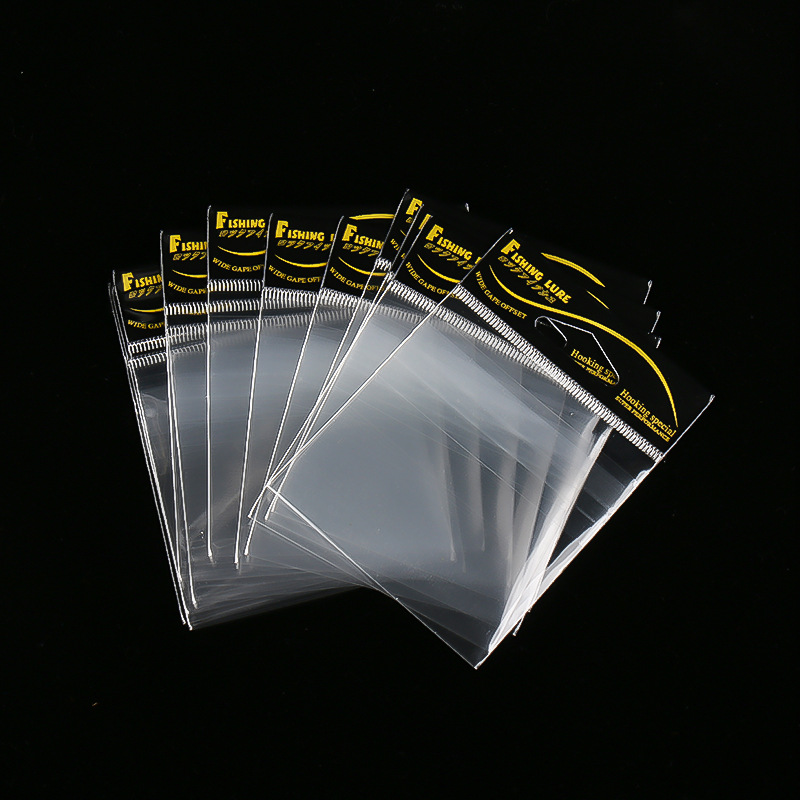 Transparent Header Card Cellophane Self Adhesive Packing OPP Bag for Fishing Hooks