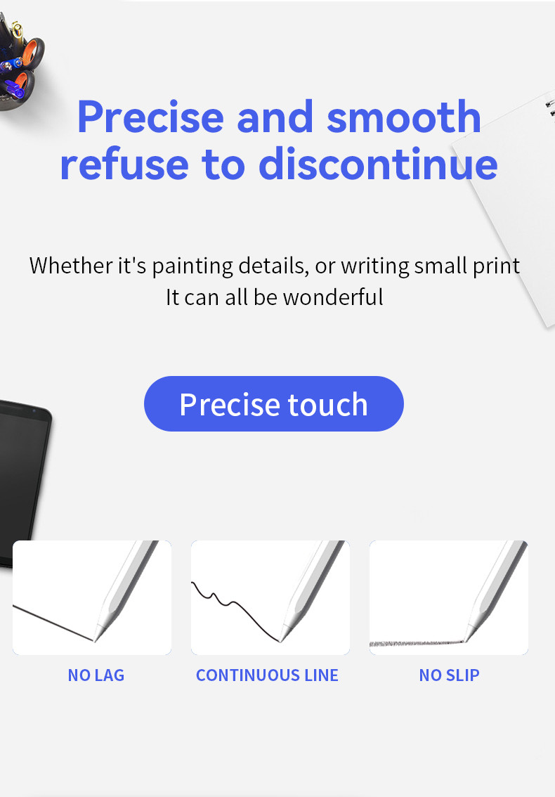 White Aluminum Active Universal Touch Pen With 6mm Tip Diameter