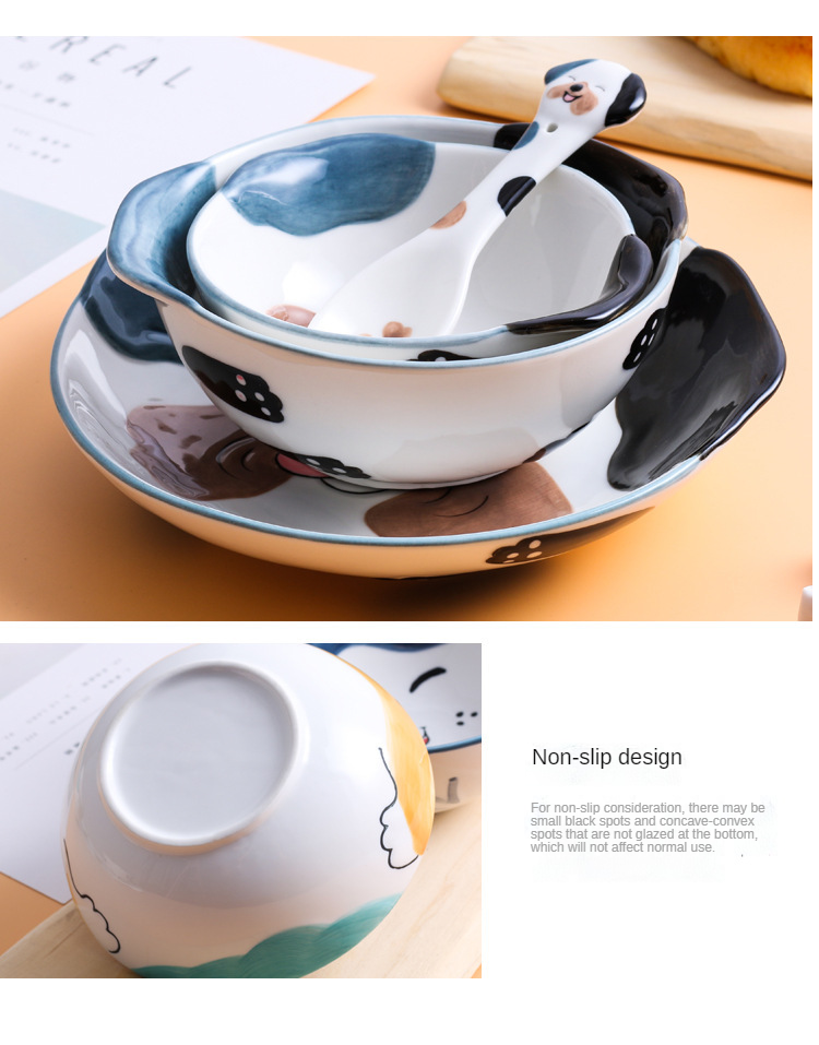 Cute Dog Design Ceramic Oven Bowl With 9 Inch 10 Inch 12 Inch Size