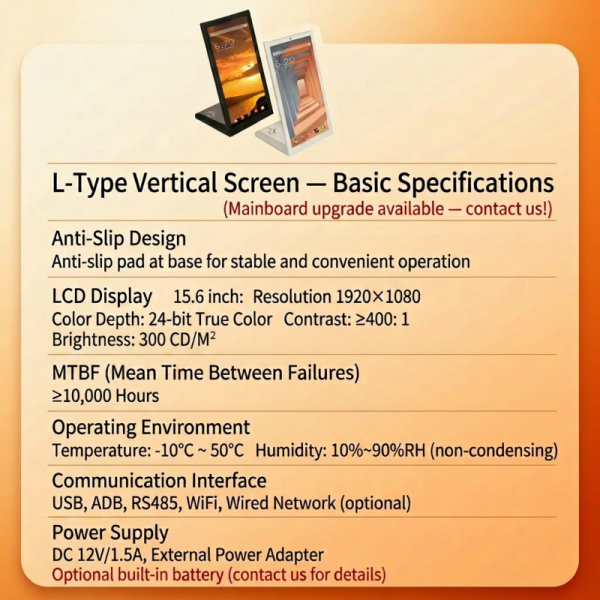 10.1″ / 15.6″ L-Shape Touch Screen Digital Signage with Full HD Resolution and Face Recognition Camera