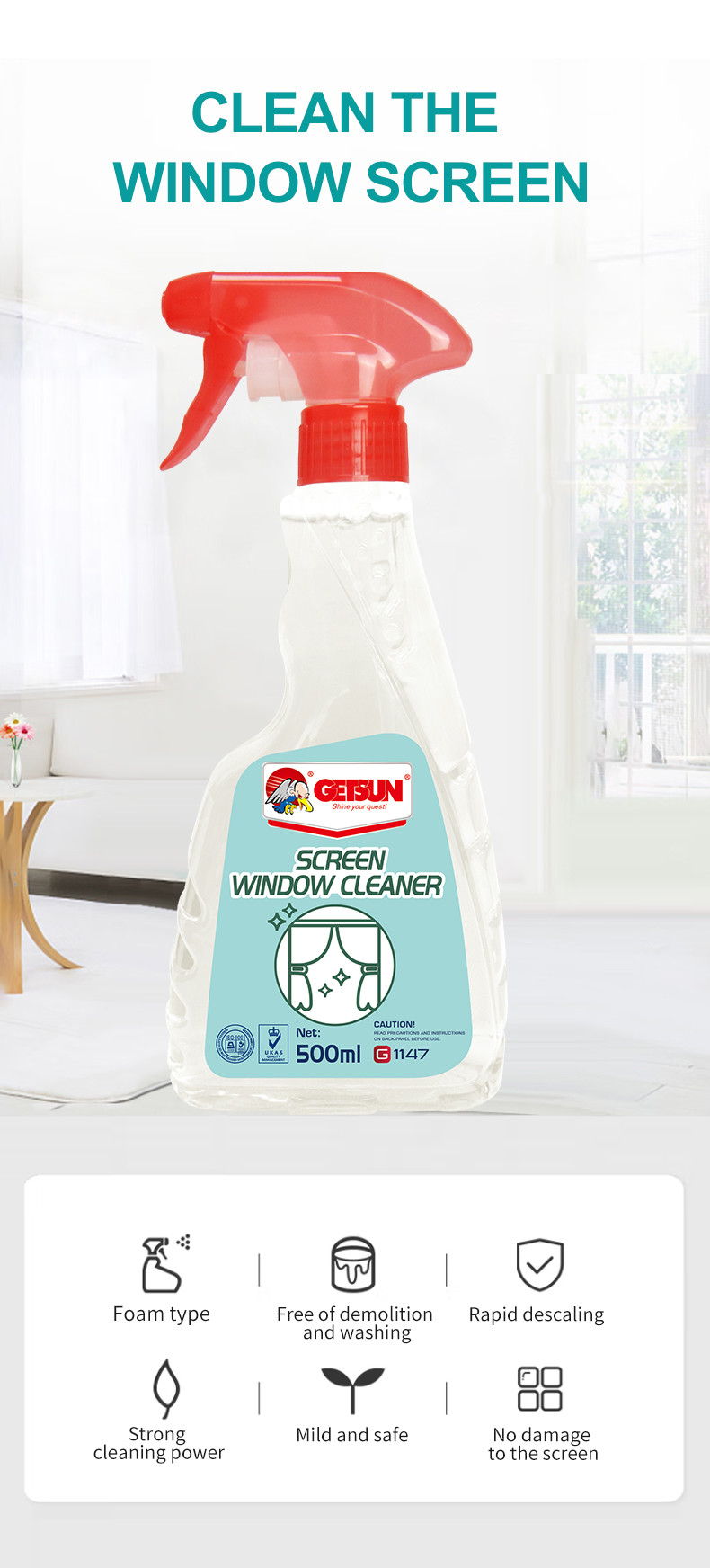 500ml Commercial Household Cleaner Spray Degreaser For Screen Window