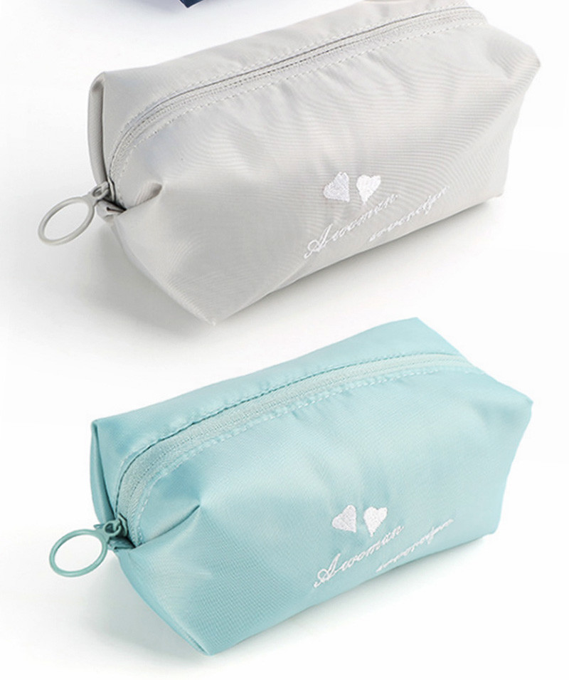 Custom Polyester Cosmetics Makeup Bag Pure Color Pink Wash Bag