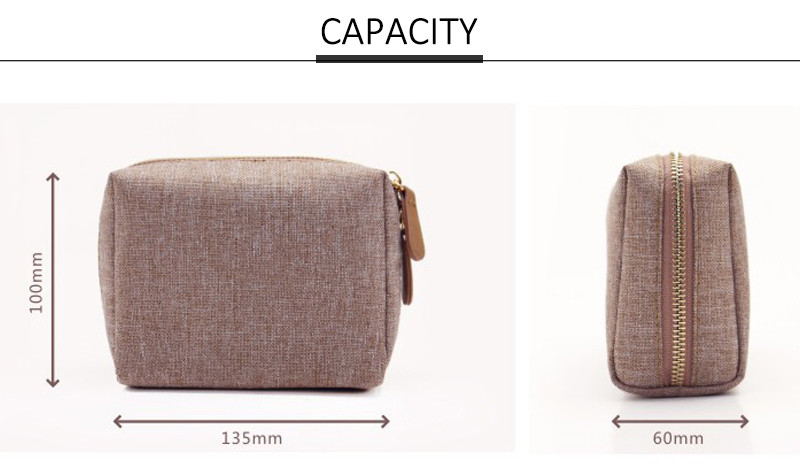 Simple Style Linen Toiletry Makeup Bag Pure Color Cosmetic Bag