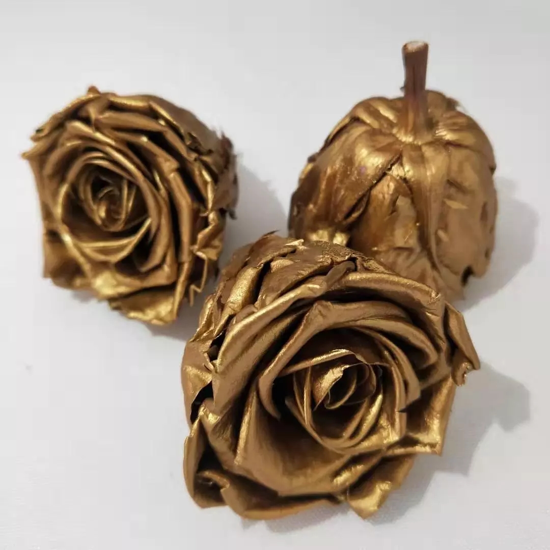 Ecuador Roses Diy Preserved Rose Head Gold Covered Roses rose gold rose