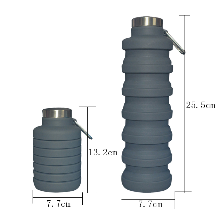 New Item Custom Logo 700ml Drink Bottle Black Silicone Water Bottle Collapsible